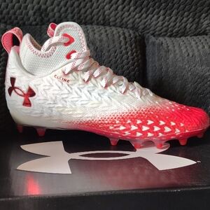 Under Armour Spotlight Clone 3.0 MC Red and White Cleats with Cool Di